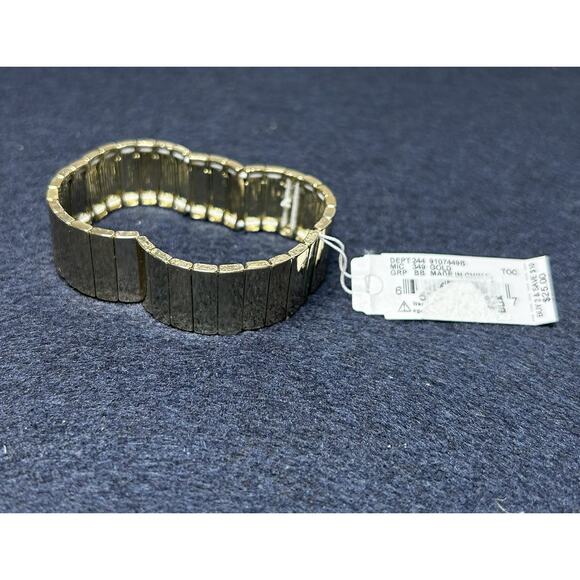 NEW Anna & Ava Gold Tone Bar Link Stretch Wide Bracelet - Picture 1 of 3